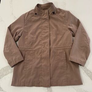 Breckenridge Full Zip Cinched Waist Rain Jacket Womens Size Medium Brown Utility